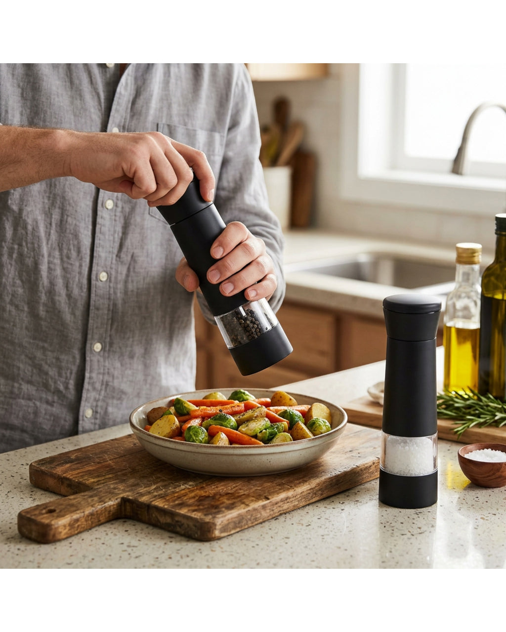 Daypact Manual Ceramic Core Spice Grinder Set Matte Black