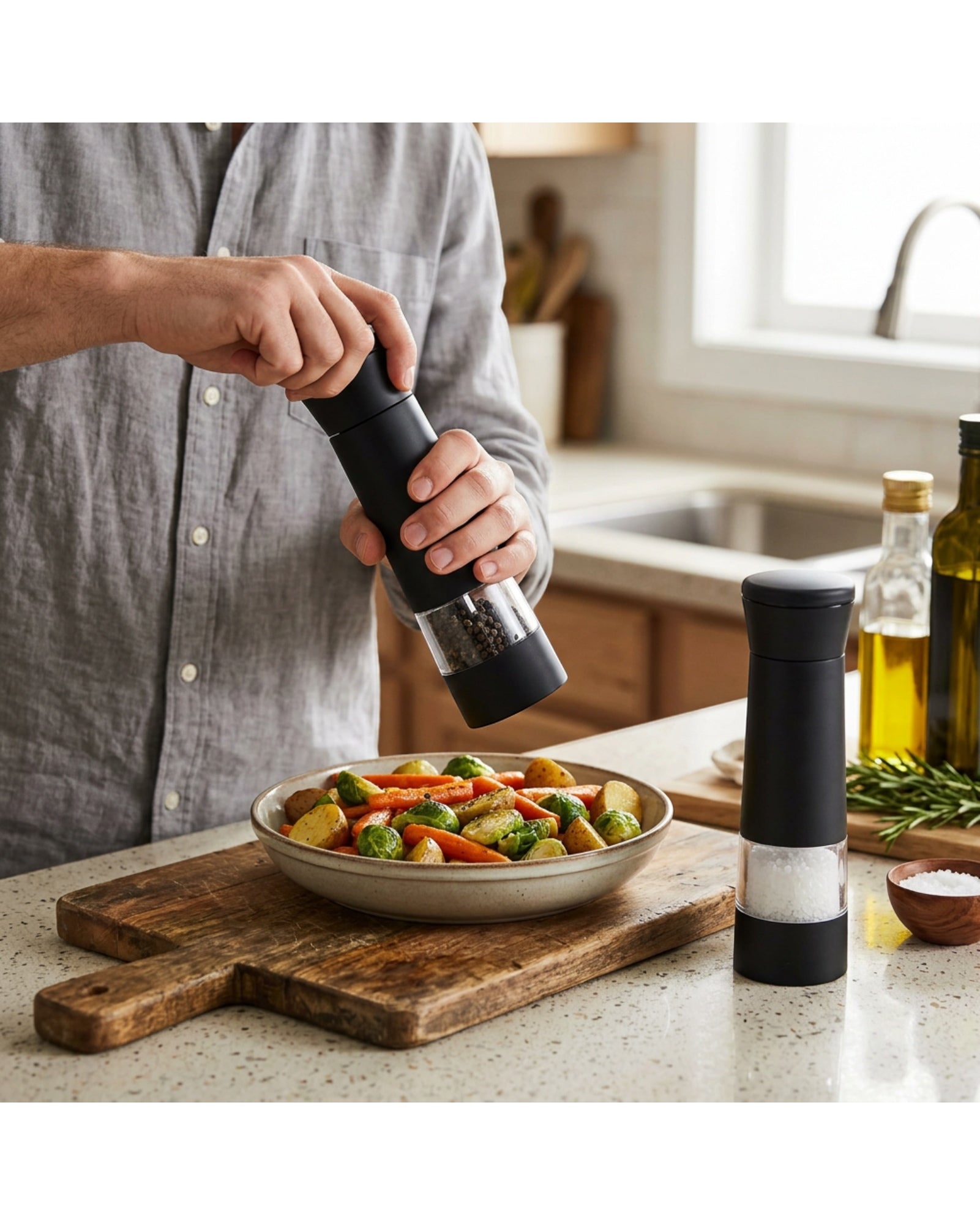 Daypact Manual Ceramic Core Spice Grinder Set Matte Black