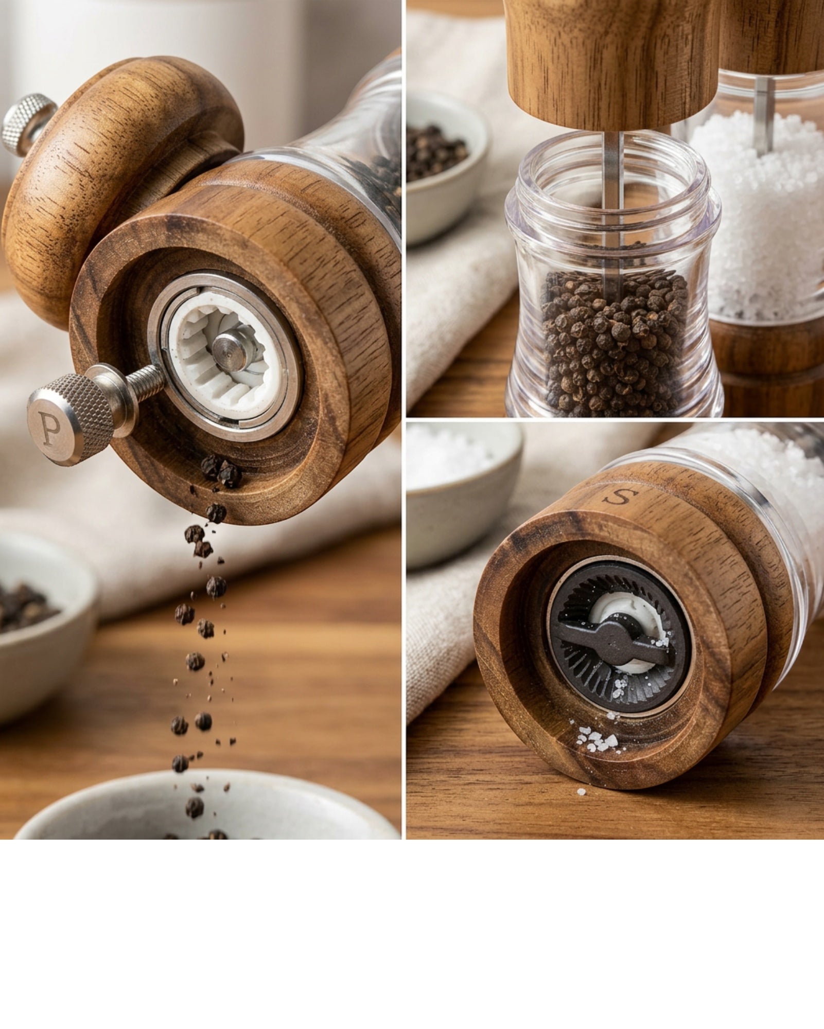 Daypact Manual Pepper Salt Grinder Set Acacia 8 Inch Pair