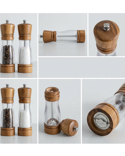 Daypact Manual Pepper Salt Grinder Set Acacia 8 Inch Pair