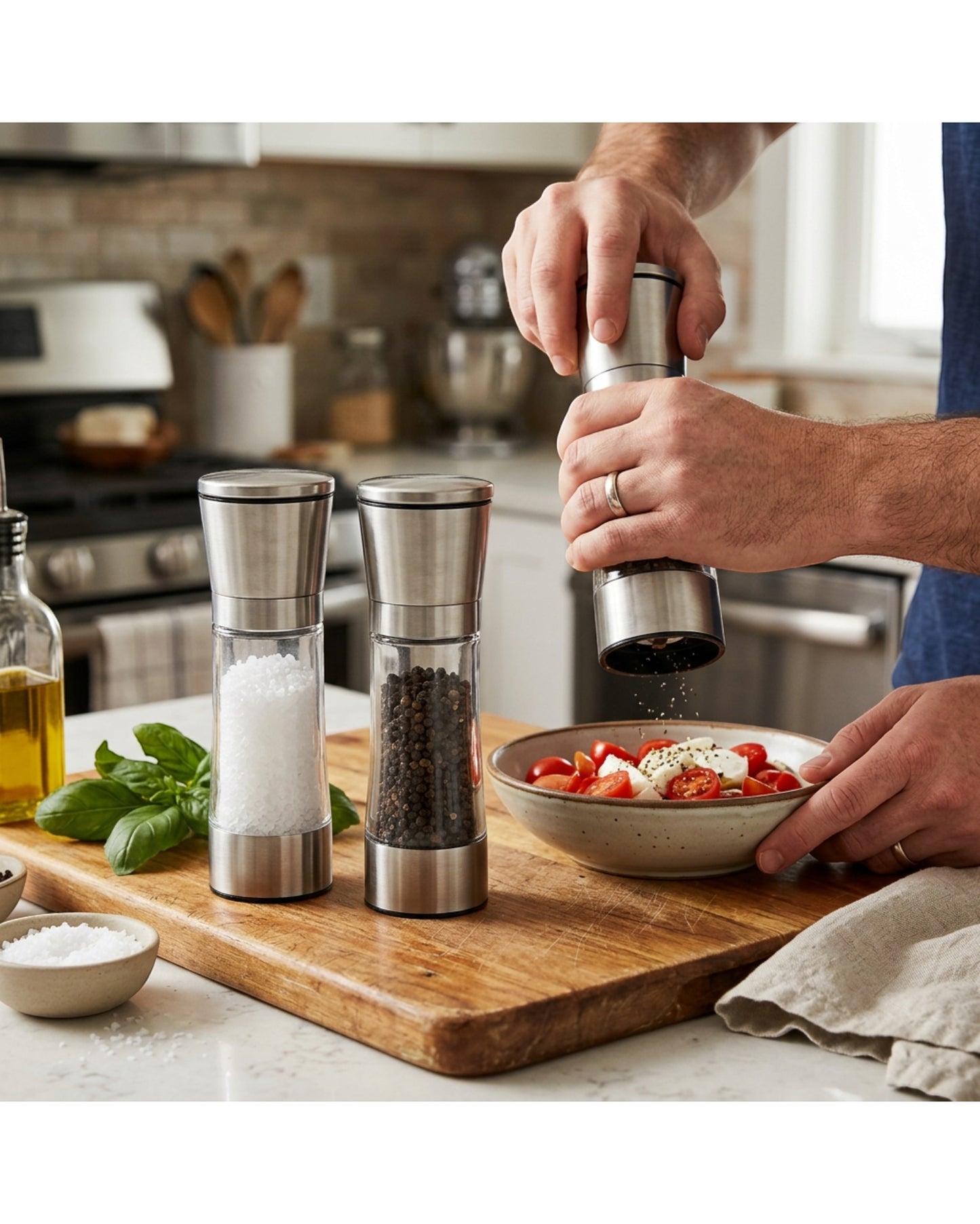 Daypact Manual Stainless Pepper Salt Mills 6 Inch Set