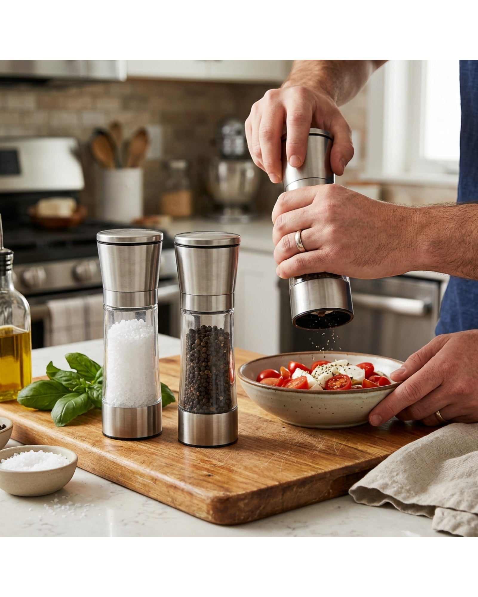 Daypact Manual Stainless Pepper Salt Mills 6 Inch Set