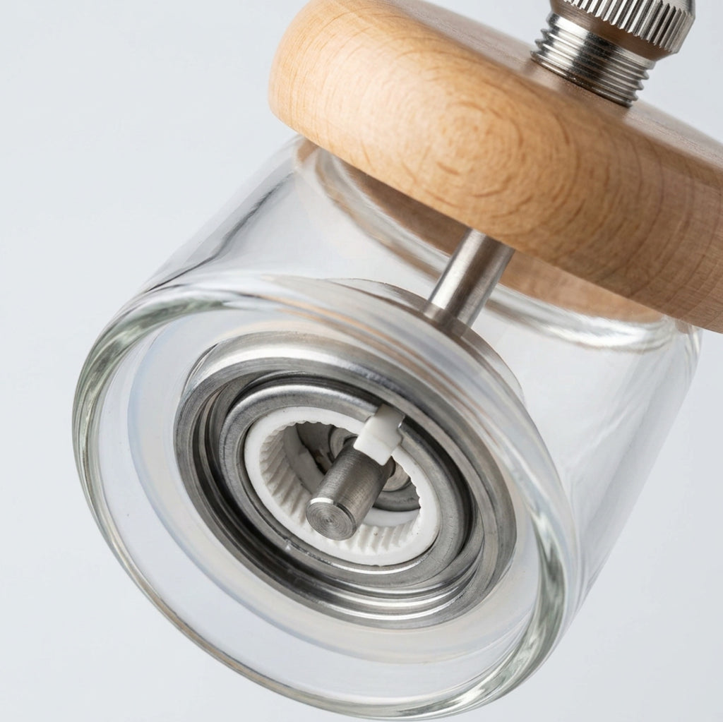 Daypact Pantryglass Manual Salt Pepper Grinder Set 6.2 in Clear Beech Pair - Detail view