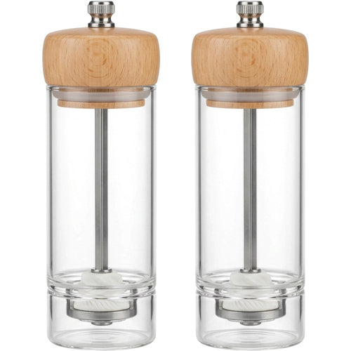 Daypact Pantryglass Manual Salt Pepper Grinder Set 6.2 in Clear Beech Pair - Product view