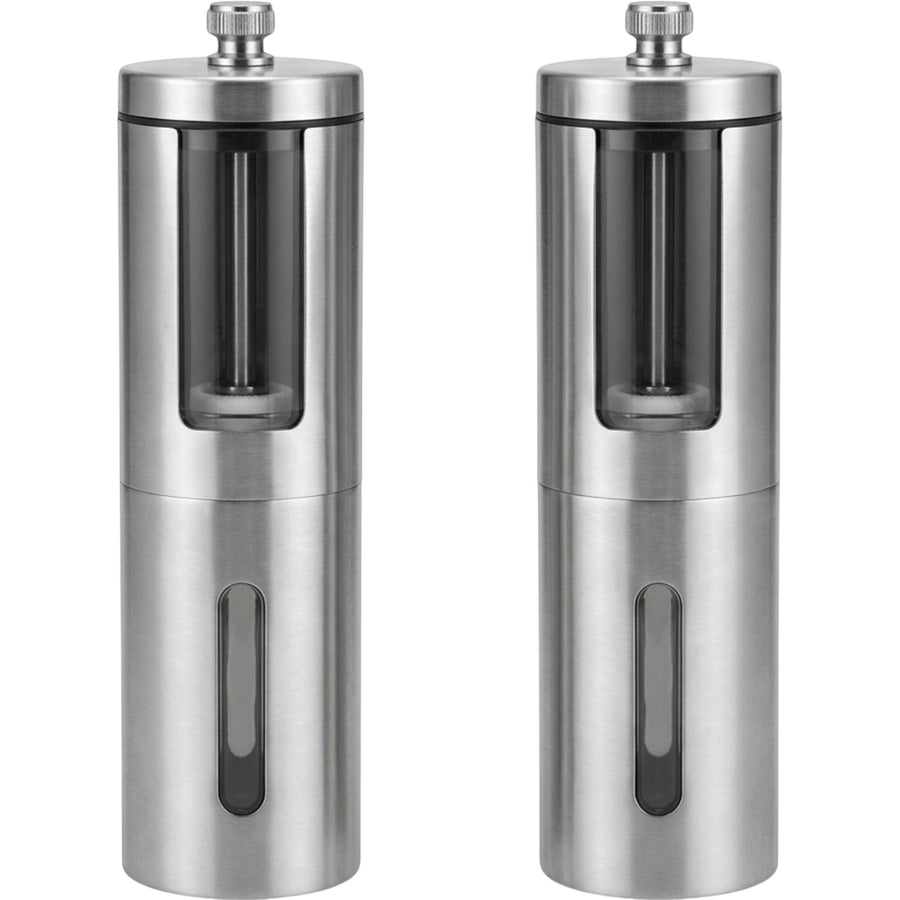 Daypact Slateband Manual Salt Pepper Grinder Set 8 in Brushed Steel Pair